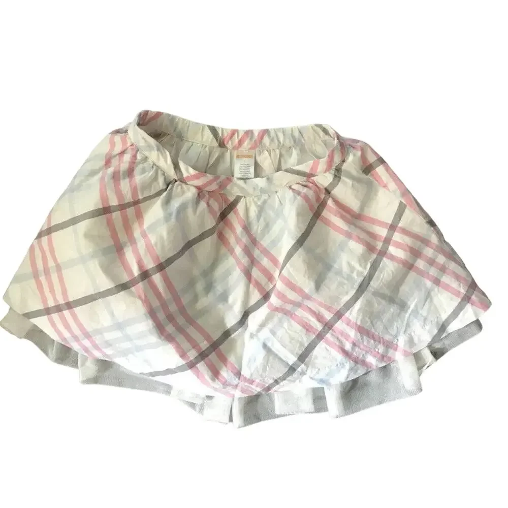 GYMBOREE Kids Girls Plaid Tutu skirt ivory pink 100% Cotton Size 7